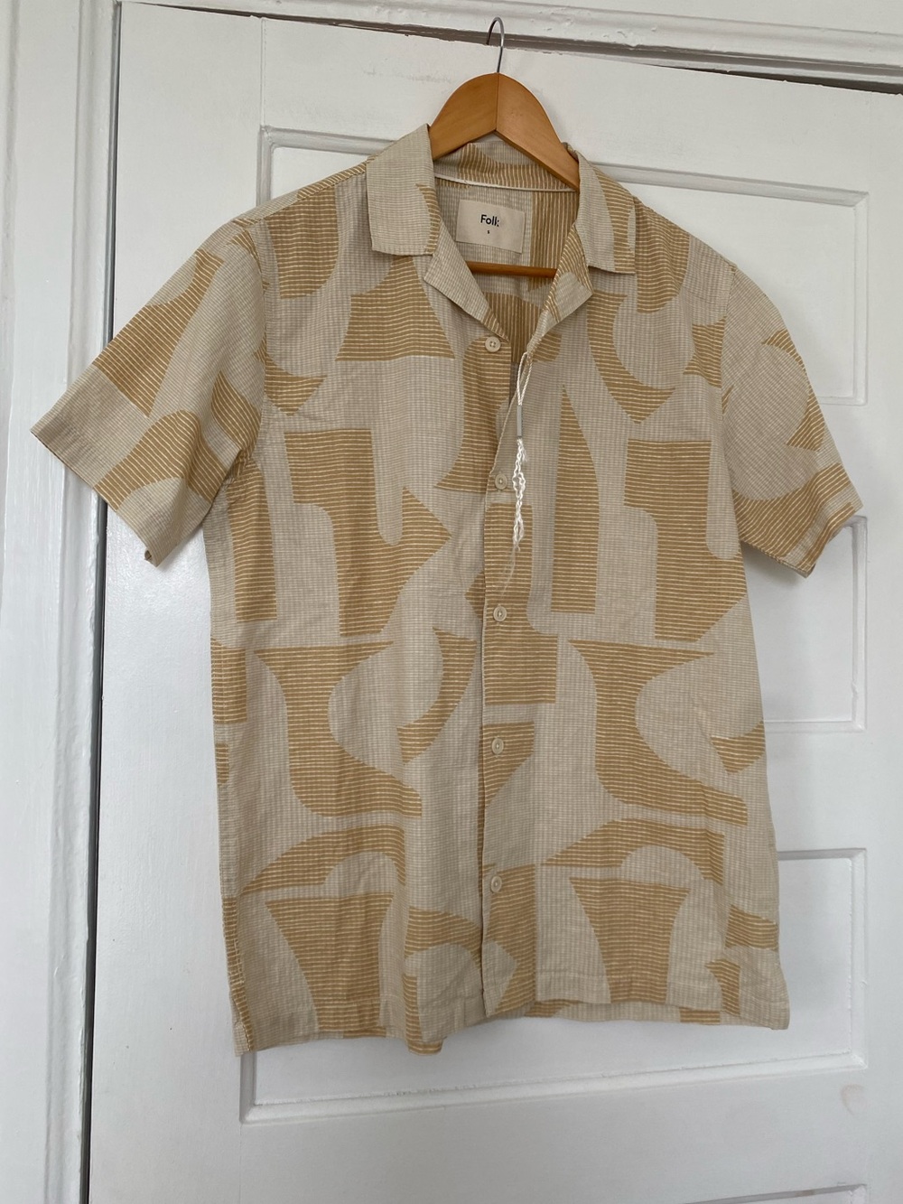 Folk Bays Seersucker cotton abstract short sleeve shirt
